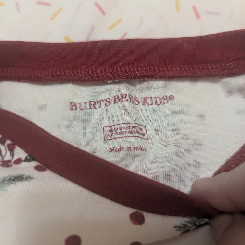 Burt's Bees Cream and Red Kids Pajama Set